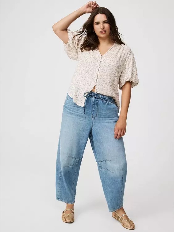 Torrid High-Rise Pull-On Drapey Barrel Jean 2x